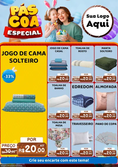 Modelo de Encarte para Encarte A4 Vertical com o tema Páscoa Especial para Cama, Mesa e Banho