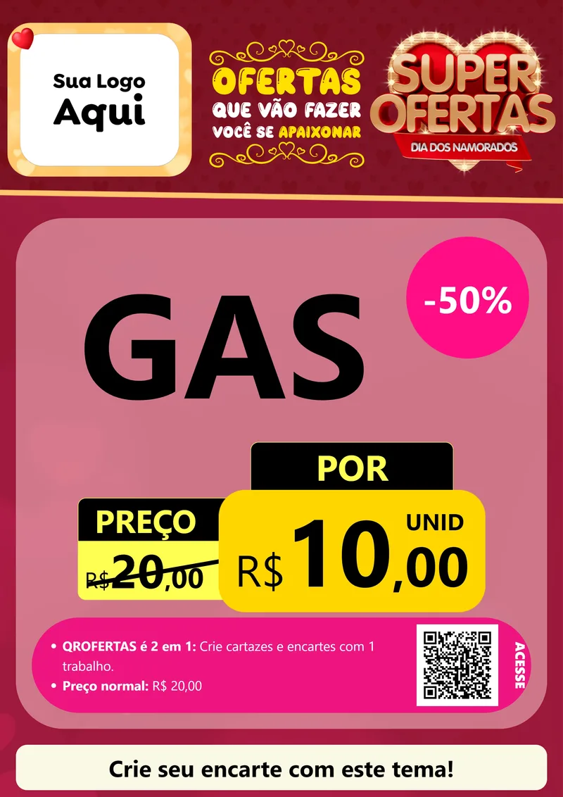 Modelo de Cartaz para Cartaz A4 Vertical com o tema Dia dos Namorados para Água e gás