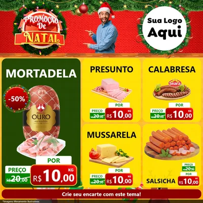 Modelo de Rede Social para Feed Facebook com o tema Promoção de Natal para Frios e Laticínios