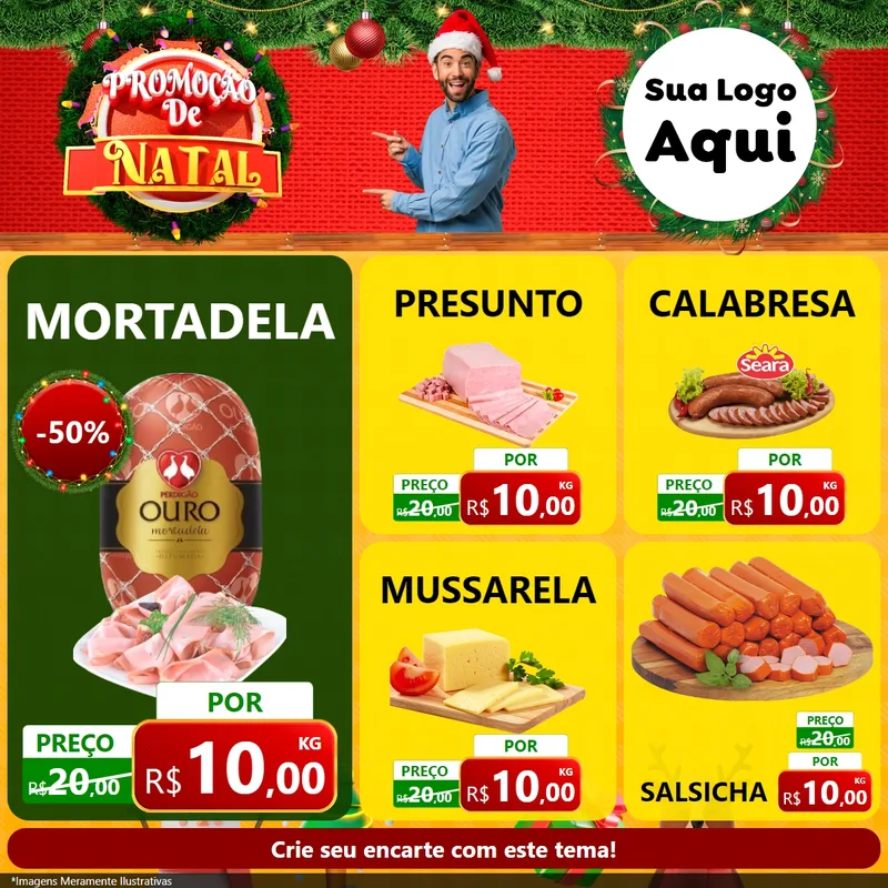 Modelo de Rede Social para Feed Facebook com o tema Promoção de Natal para Frios e Laticínios