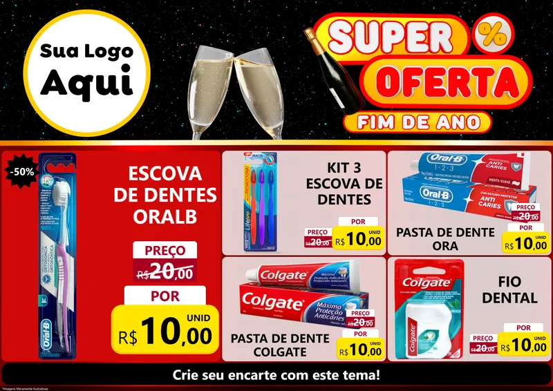 Modelo de Encarte para Encarte A4 Horizontal com o tema Super Oferta Fim de Ano para Higiene Pessoal