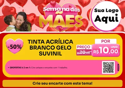 Modelo de Cartaz para Cartaz A4 Horizontal com o tema Semana Das Mães para Tintas e Ferramentas