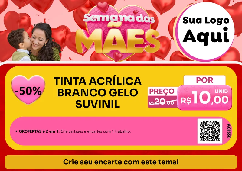Modelo de Cartaz para Cartaz A4 Horizontal com o tema Semana Das Mães para Tintas e Ferramentas