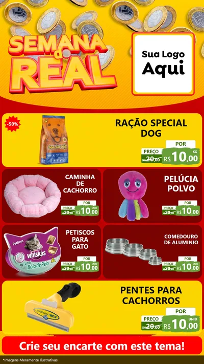 Modelo de TV para TV Vertical com o tema Semana do Real para Pet Shop