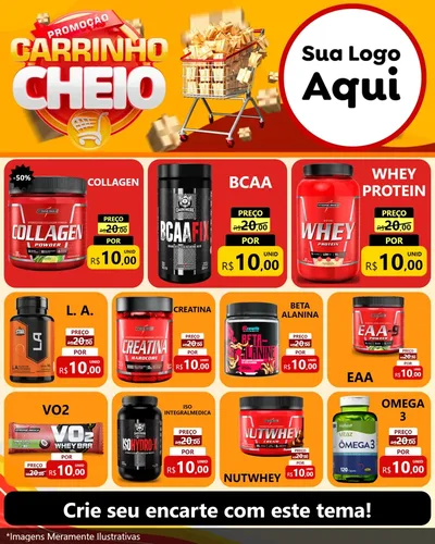 Modelo de Rede Social para Feed Instagram com o tema Promoção carrinho cheio para Suplementos alimentares