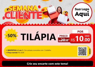 Modelo de Cartaz para Cartaz A4 Horizontal com o tema Semana do Cliente para Peixaria