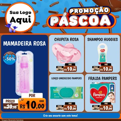 Modelo de Rede Social para Feed Facebook com o tema Promoção Páscoa para Bebês