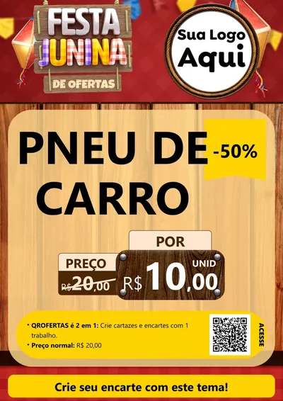 Modelo de Cartaz para Cartaz A4 Vertical com o tema Festa Junina de Ofertas para Auto peças