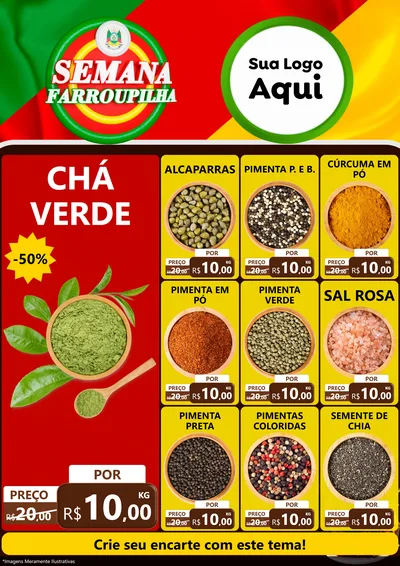 Modelo de Encarte para Encarte A4 Vertical com o tema Semana Farroupilha para Produtos Naturais