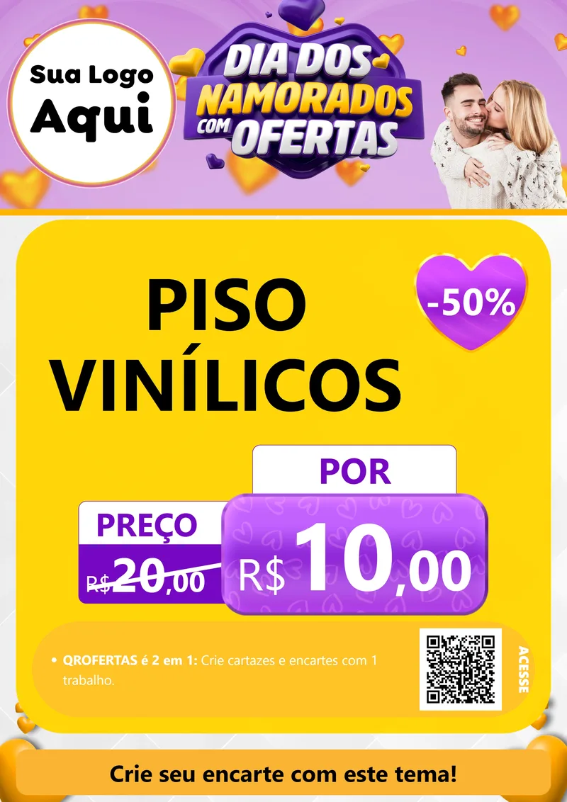 Modelo de Cartaz para Cartaz A4 Vertical com o tema Dia Dos Namorados Com Ofertas para Material para Construção