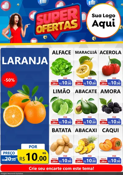 Modelo de Encarte para Encarte A4 Vertical com o tema Super Ofertas para Hortifrúti