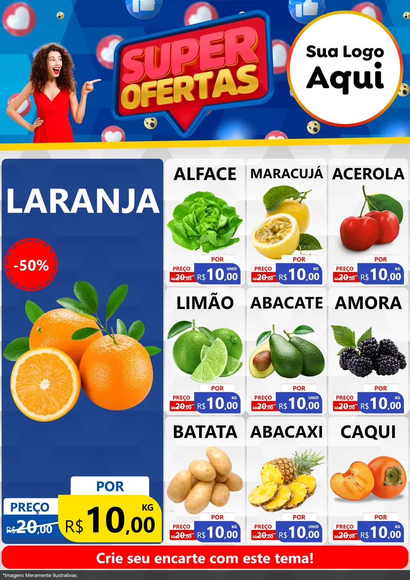 Modelo de Encarte para Encarte A4 Vertical com o tema Super Ofertas para Hortifrúti
