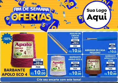 Modelo de Encarte para Encarte A4 Horizontal com o tema Fim de Semana de Ofertas para Armarinho e Aviamentos