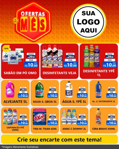 Modelo de Rede Social para Feed Instagram com o tema Ofertas do Mês para Produtos de Limpeza
