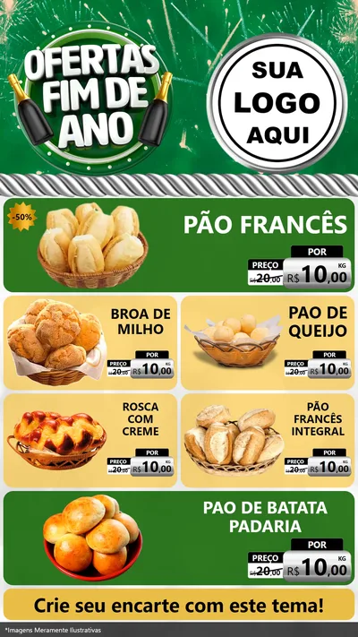 Modelo de TV para TV Vertical com o tema Ofertas Fim de Ano para Padaria