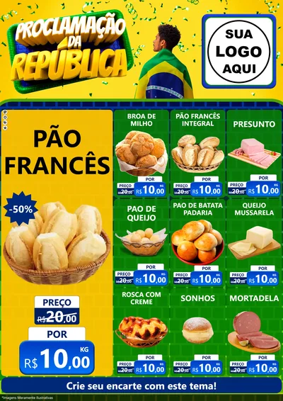 Modelo de Encarte para Encarte A4 Vertical com o tema Proclamação da República para Padaria