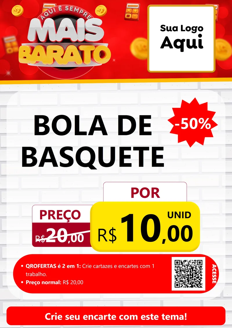 Modelo de Cartaz para Cartaz A4 Vertical com o tema Mais Barato para Artigos Esportivos