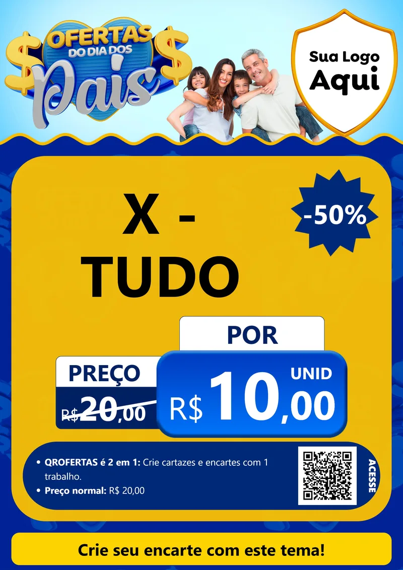 Modelo de Cartaz para Cartaz A4 Vertical com o tema Ofertas do Dia dos Pais para Hamburgueria