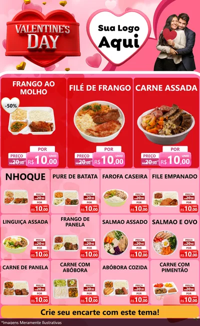 Modelo de Encarte para Encarte Grande com o tema Valentine's Day para Restaurante