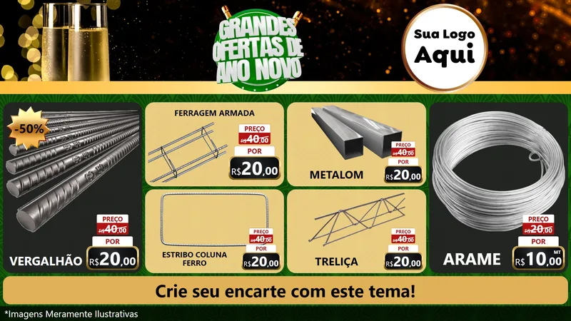 Modelo de TV para TV Horizontal com o tema Grandes Ofertas de Ano Novo para Ferragens