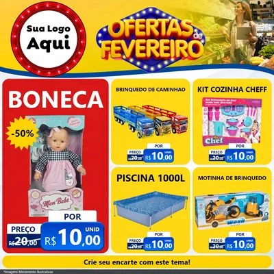 Modelo de Rede Social para Feed Facebook com o tema Ofertas de Fevereiro para Brinquedos