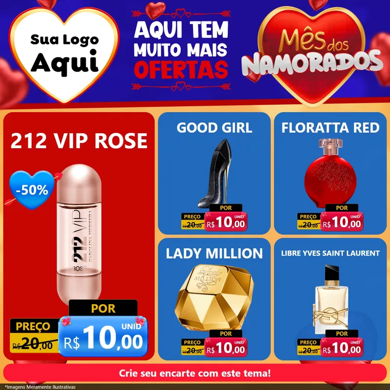Modelo de Rede Social para Feed Facebook com o tema Mês dos Namorados para Perfumes