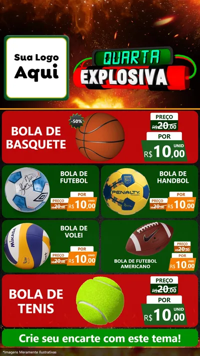 Modelo de TV para TV Vertical com o tema Quarta Explosiva para Artigos Esportivos