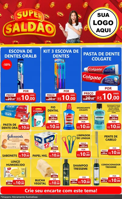 Modelo de Encarte para Encarte Grande com o tema Super Saldão para Higiene Pessoal