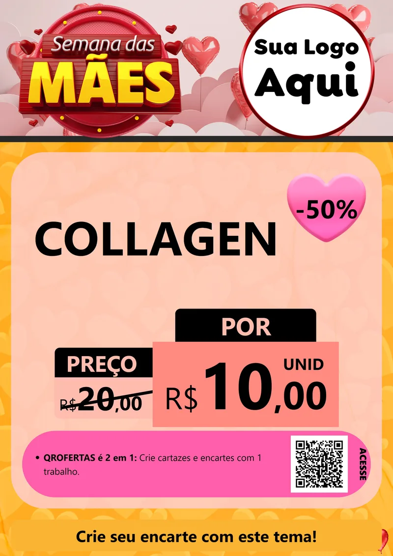 Modelo de Cartaz para Cartaz A4 Vertical com o tema Semana das Mães para Suplementos alimentares