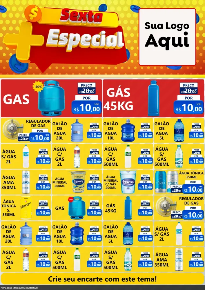 Modelo de Encarte para Encarte A4 Vertical com o tema Sexta Mais Especial para Água e gás