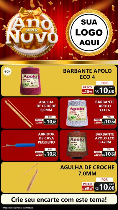 Modelo de TV para TV Vertical com o tema Super Ano Novo para Armarinho e Aviamentos