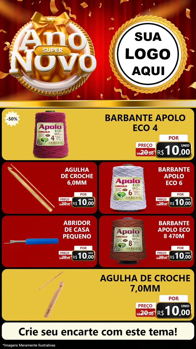 Modelo de TV para TV Vertical com o tema Super Ano Novo para Armarinho e Aviamentos