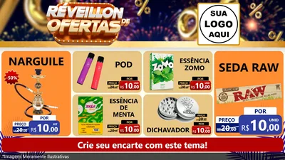 Modelo de TV para TV Horizontal com o tema Réveillon de Ofertas para Tabacaria