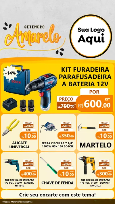 Modelo de Rede Social para Stories com o tema Setembro Amarelo para Maquinas e Ferramentas