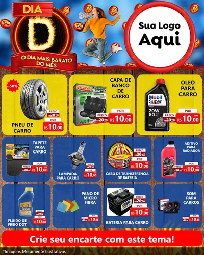 Modelo de Rede Social para Feed Instagram com o tema Dia D - O Dia Mais Barato Do Mês para Auto peças