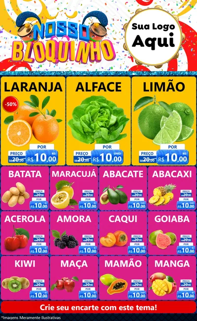 Modelo de Encarte para Encarte Grande com o tema Nosso Bloquinho para Hortifrúti