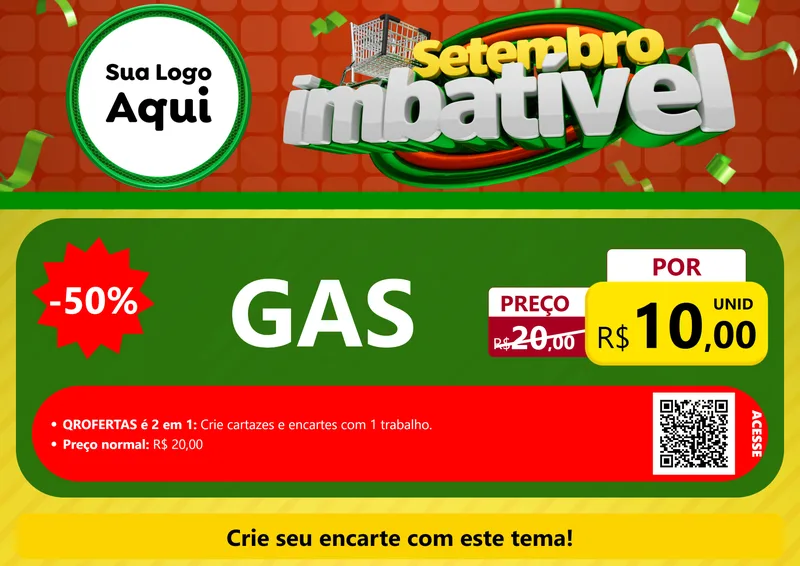 Modelo de Cartaz para Cartaz A4 Horizontal com o tema Setembro Imbatível para Água e gás