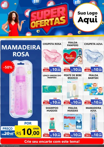Modelo de Encarte para Encarte A4 Vertical com o tema Super Ofertas para Bebês
