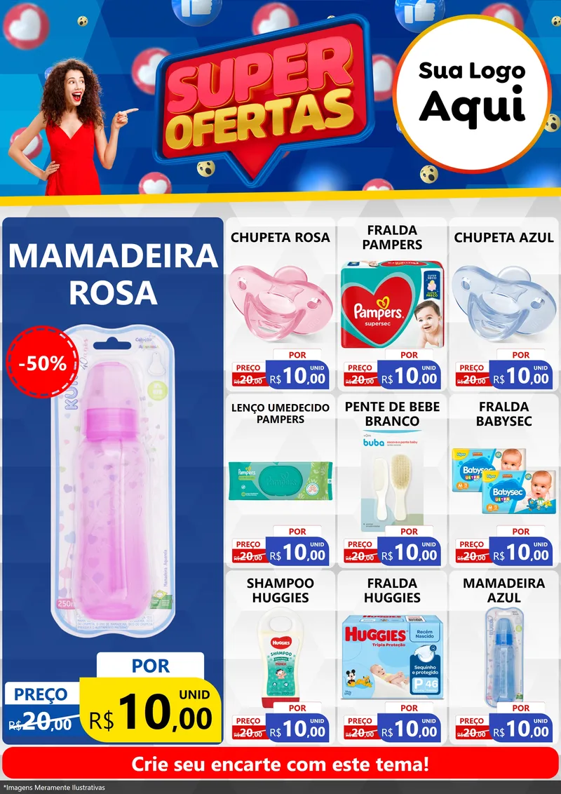 Modelo de Encarte para Encarte A4 Vertical com o tema Super Ofertas para Bebês
