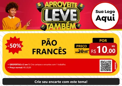 Modelo de Cartaz para Cartaz A4 Horizontal com o tema Aproveite e Leve Também para Padaria