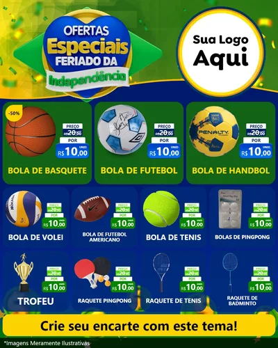 Modelo de Rede Social para Feed Instagram com o tema Ofertas Especiais Feriado da Independência para Artigos Esportivos