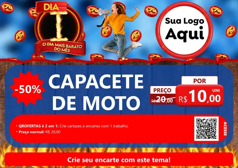 Modelo de Cartaz para Cartaz A4 Horizontal com o tema Dia I - O Dia Mais Barato Do Mês para Moto peças