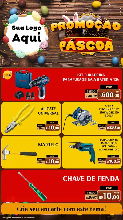 Modelo de TV para TV Vertical com o tema Promoção Páscoa para Maquinas e Ferramentas