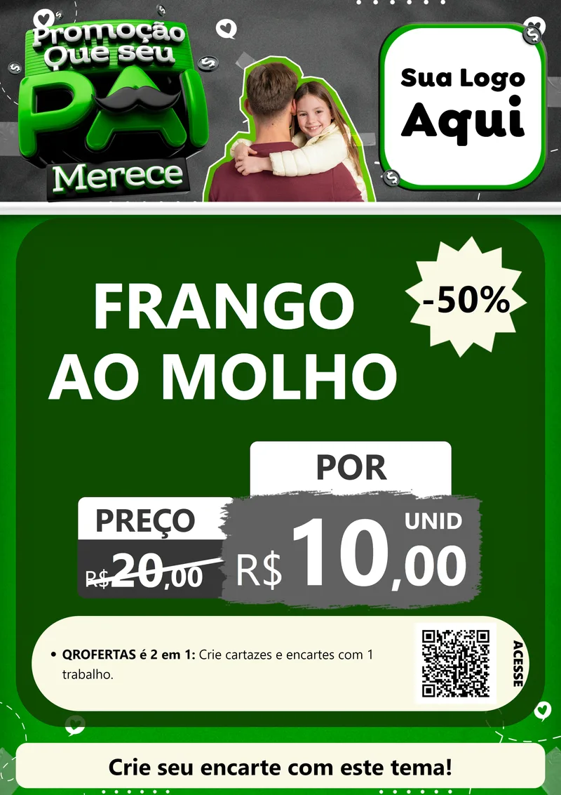 Modelo de Cartaz para Cartaz A4 Vertical com o tema Promoção Que seu Pai Merece para Restaurante