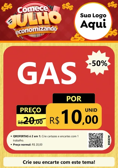 Modelo de Cartaz para Cartaz A4 Vertical com o tema Comece Julho Economizando para Água e gás