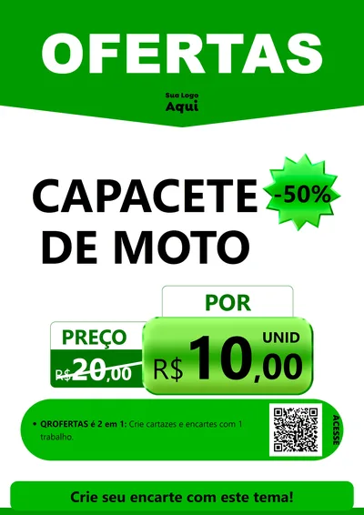 Modelo de Cartaz para Cartaz A4 Vertical com o tema Ofertas Verde Cartaz para Moto peças