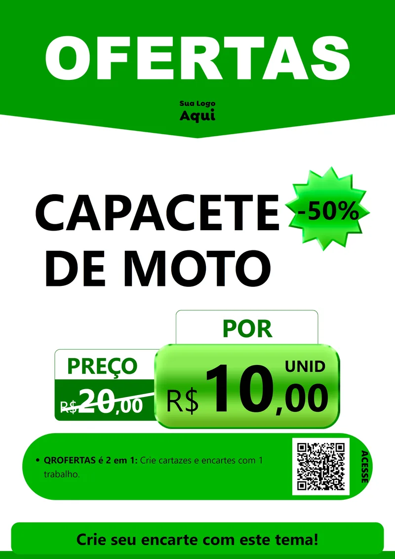 Modelo de Cartaz para Cartaz A4 Vertical com o tema Ofertas Verde Cartaz para Moto peças