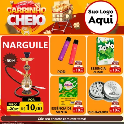 Modelo de Rede Social para Feed Facebook com o tema Promoção carrinho cheio para Tabacaria