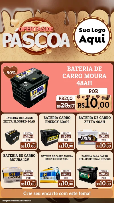 Modelo de Rede Social para Stories com o tema Ofertas de Páscoa para Baterias Elétricas