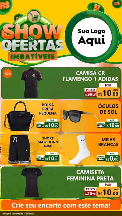 Modelo de TV para TV Vertical com o tema Show de Ofertas Imbatíveis para Roupas e acessórios